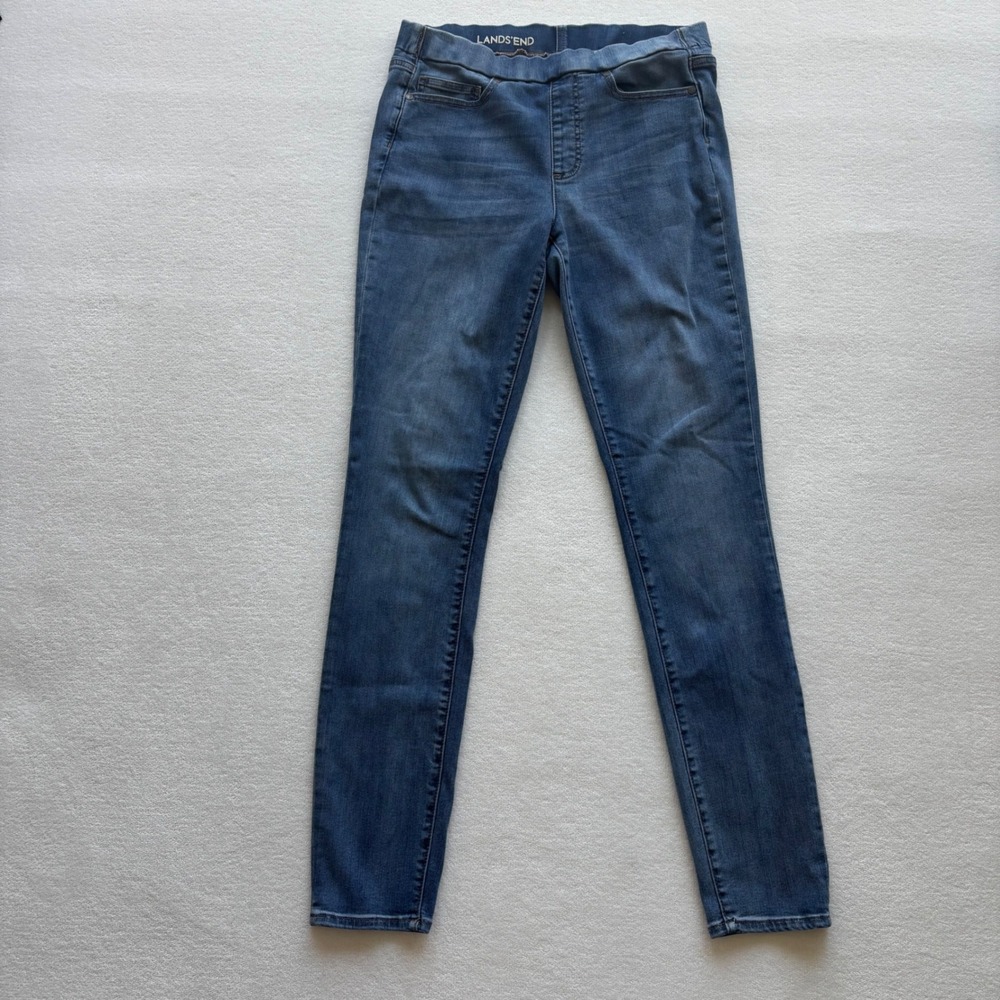 Lands' End Pull-On Skinny‎ Jegging Jeans Womens 6 Blue Mid Rise Denim